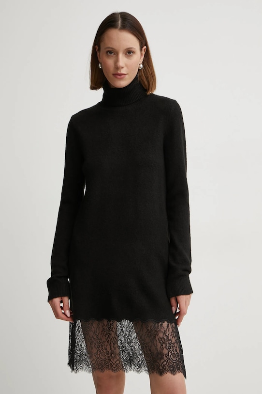 Morgan rochie din amestec de lana RMAFIX mini negru RMAFIX