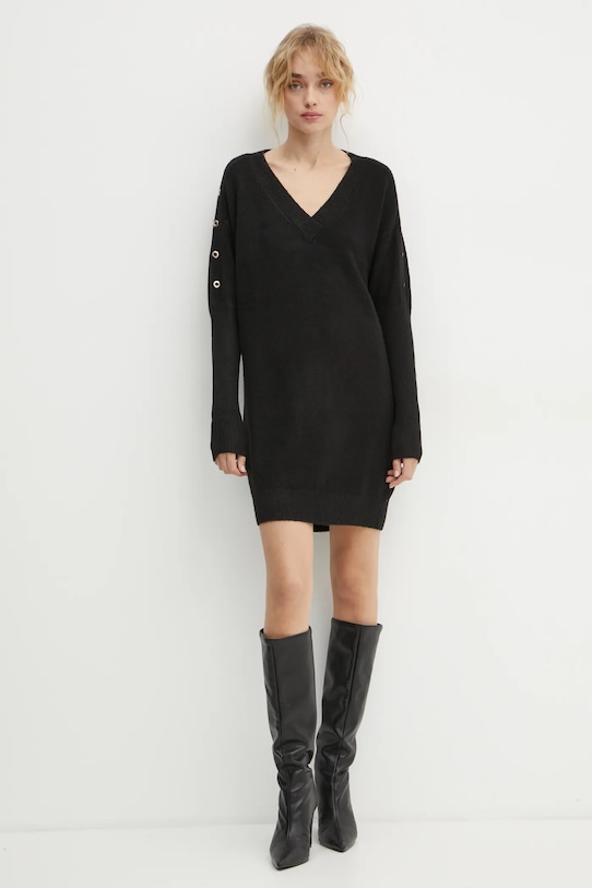 Morgan sukienka z domieszką wełny RMHIVER RMHIVER czarny AW24