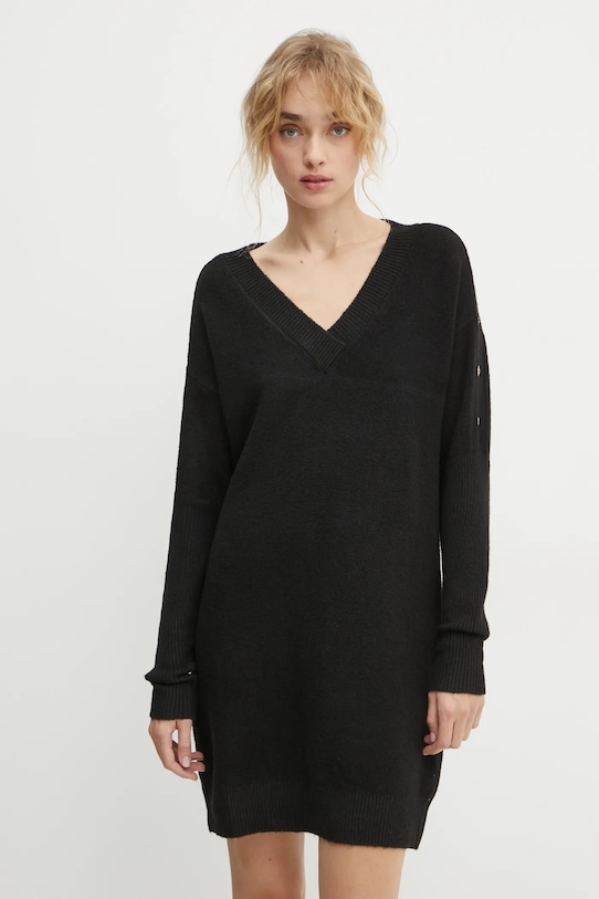 Morgan sukienka z domieszką wełny RMHIVER czarny RMHIVER