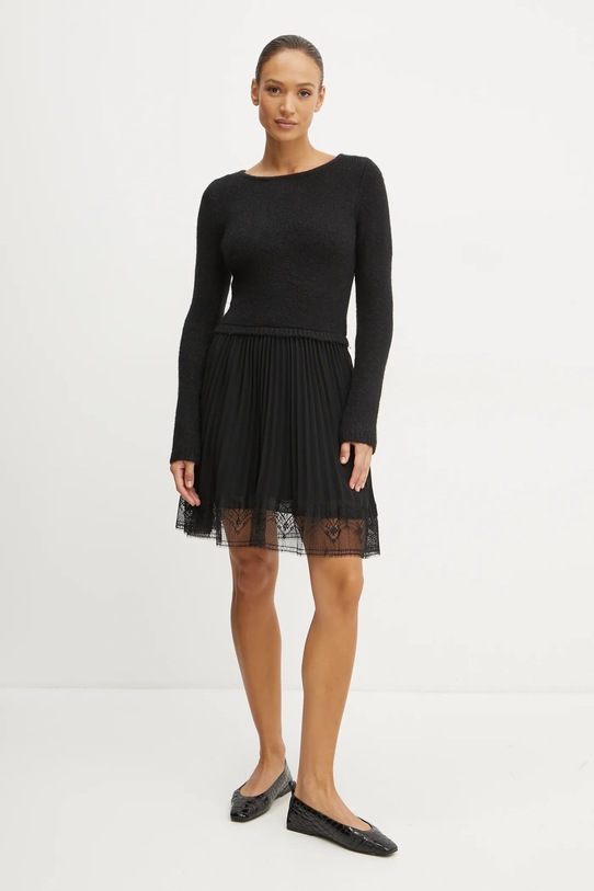 Šaty z vlněné směsi Morgan RMLACE RMLACE černá AW24