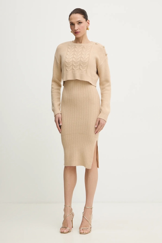 Morgan sukienka i sweter RMNATE casual beżowy RMNATE