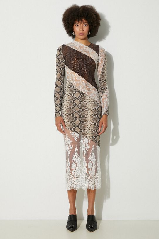 Платье Marine Serre Upcycled T-Shirts And Lace T-Shirt Dress casual мультиколор WDR294A