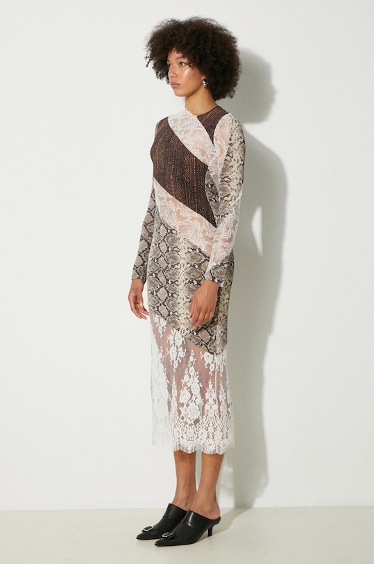 Одежда Платье Marine Serre Upcycled T-Shirts And Lace T-Shirt Dress WDR294A мультиколор