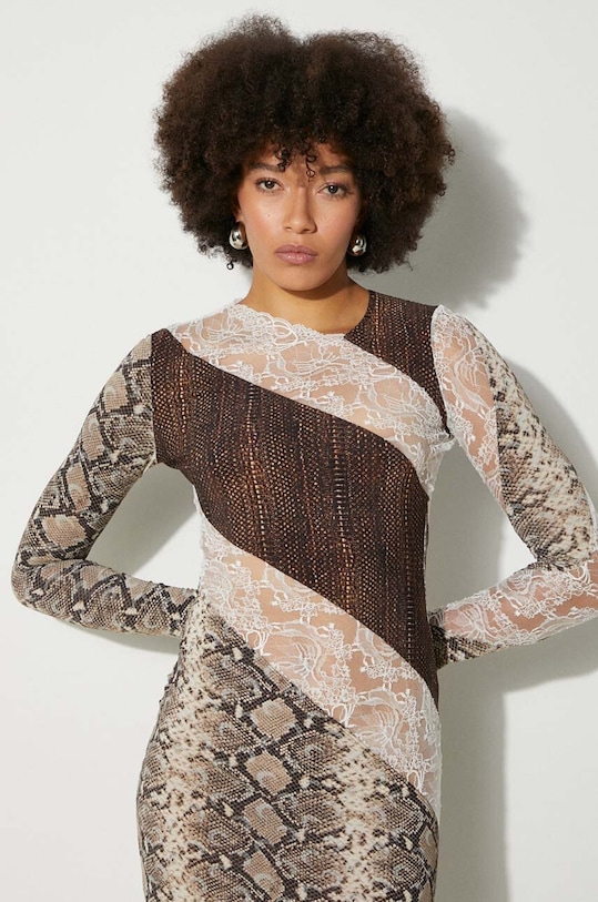 Платье Marine Serre Upcycled T-Shirts And Lace T-Shirt Dress мультиколор WDR294A