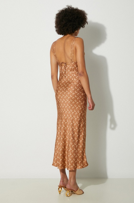 Marine Serre dress Moon Printed Flou Long Slip Dress WDR302A brown AW24