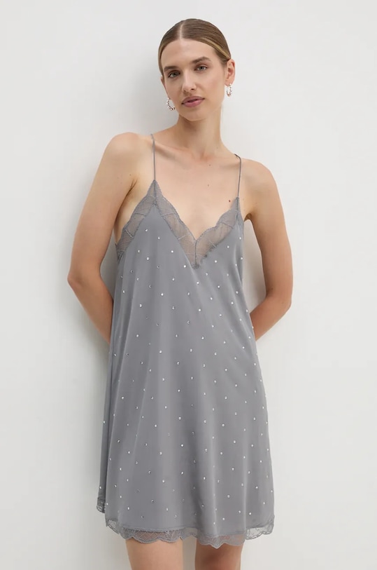 Копринена рокля ZADIG&VOLTAIRE коприна сив WWDR01361