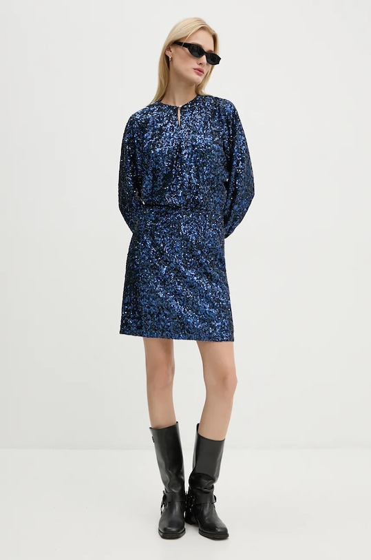 ZADIG&VOLTAIRE sukienka z domieszką jedwabiu długi niebieski WWDR01365