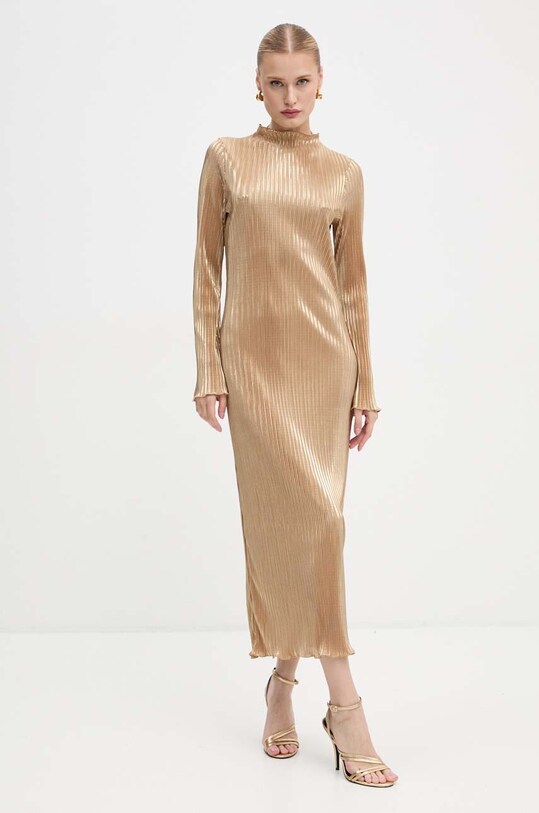 Never Fully Dressed vestito Gold Plisse Sophia Dress NFDDR1589 oro AW24