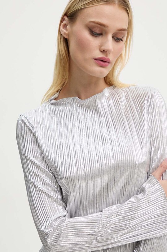 Never Fully Dressed rochie Silver Plisse Sophia NFDDR1588 argintiu