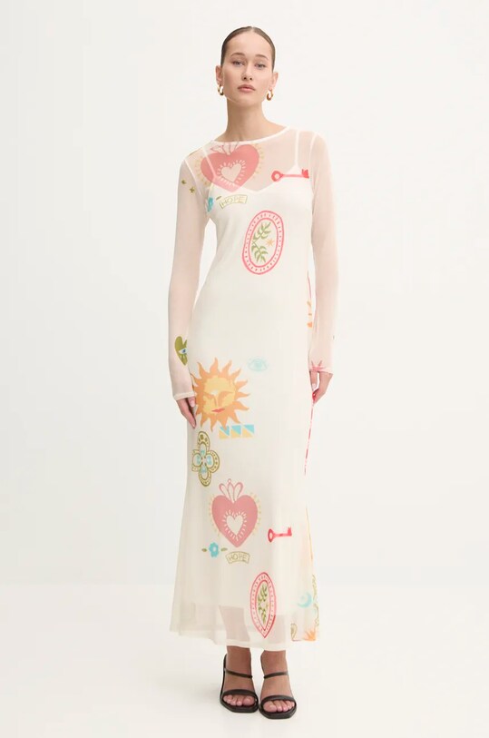 Never Fully Dressed sukienka Sundazed Summer Mesh Dress NFDDR1690 beżowy AW24