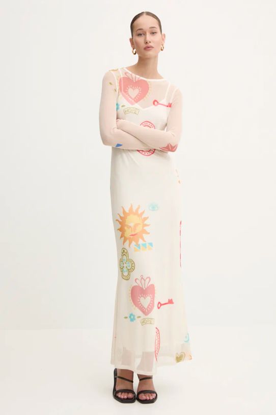 Never Fully Dressed sukienka Sundazed Summer Mesh Dress beżowy NFDDR1690