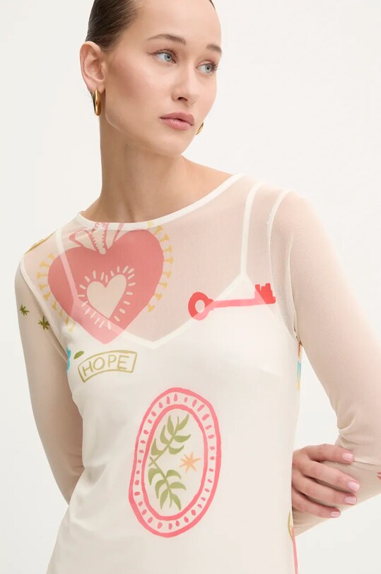 Never Fully Dressed sukienka Sundazed Summer Mesh Dress NFDDR1690 beżowy