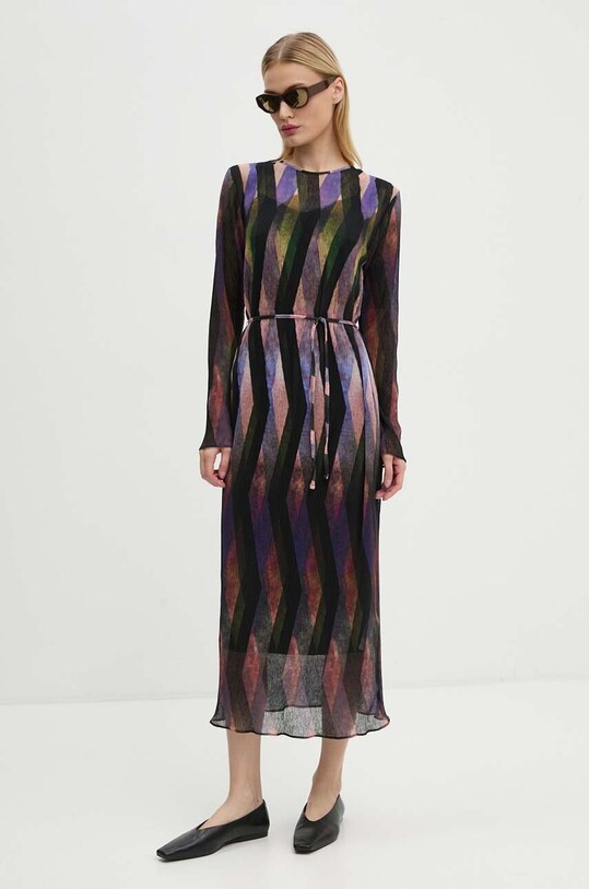 Never Fully Dressed sukienka Purple Zig Zag Gaia Plisse casual multicolor NFDDR1515
