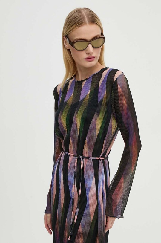 Never Fully Dressed sukienka Purple Zig Zag Gaia Plisse NFDDR1515 multicolor AW24