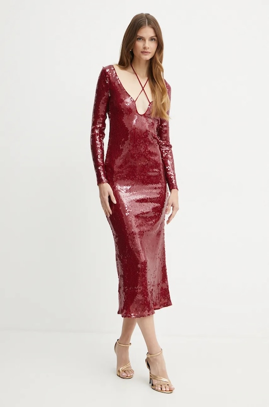 Bardot rochie VERONA legat burgundia 58859DB
