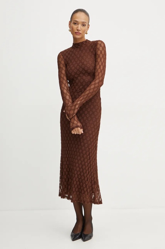 Šaty Bardot OLA s elastanom hnedá 59476DB