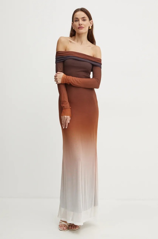 Šaty Bardot SAPHIA maxi hnědá 59505DB