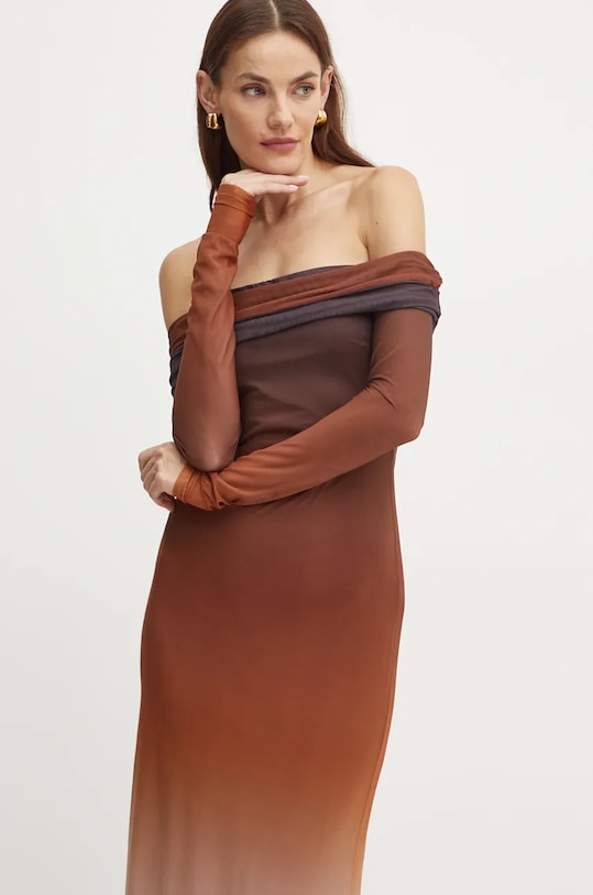 Šaty Bardot SAPHIA hnědá 59505DB