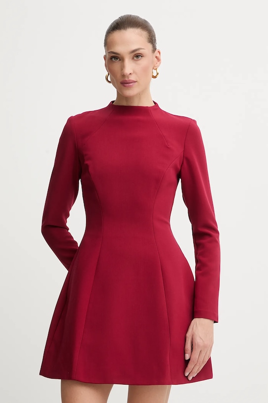 Bardot sukienka DELPHI rozkloszowany bordowy 59527DB