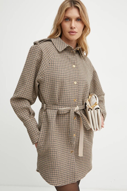 Patou sukienka wełniana casual beżowy DR1530195