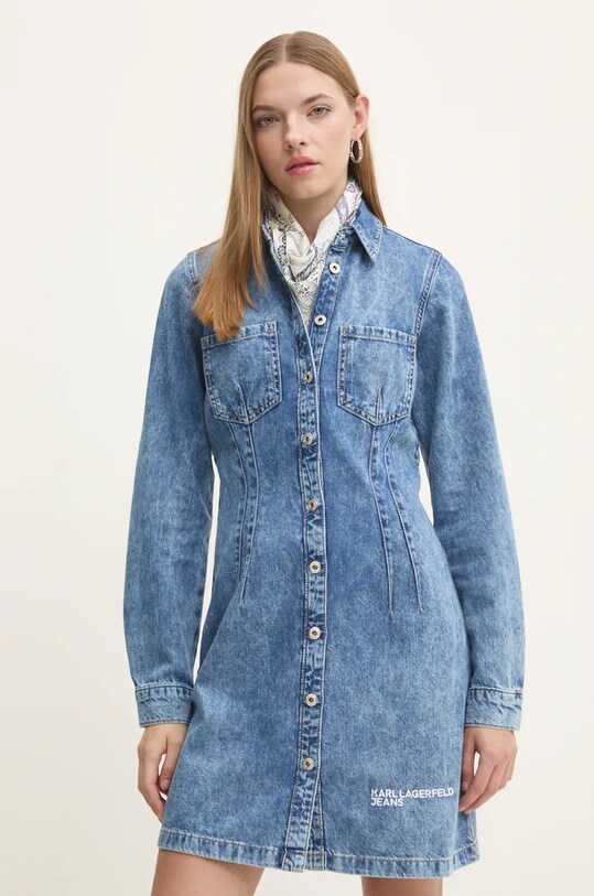 Karl Lagerfeld Jeans sukienka jeansowa 246J1302 niebieski AW24
