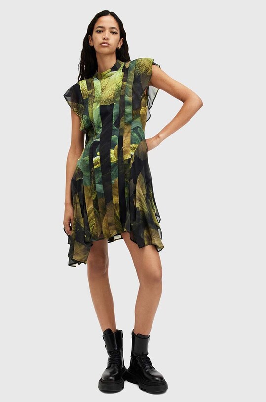 AllSaints rochie FLEUR W027DB verde
