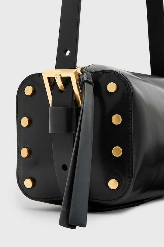 Kožená kabelka AllSaints MIRO BARREL černá W064XB