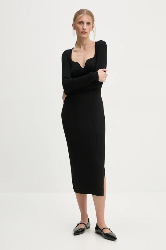 FROM FUTURE rochie din lana WRO01469 negru SS25