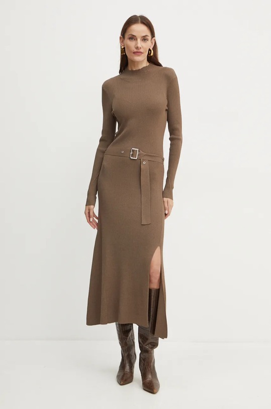 Haljina Karl Lagerfeld bez uzorka smeđa 246W1321
