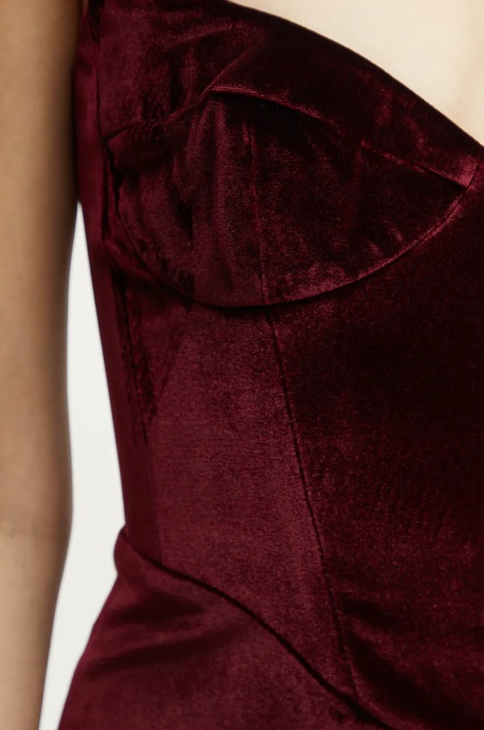 Bardot rochie de catifea CAMELLIA 59535DB burgundia