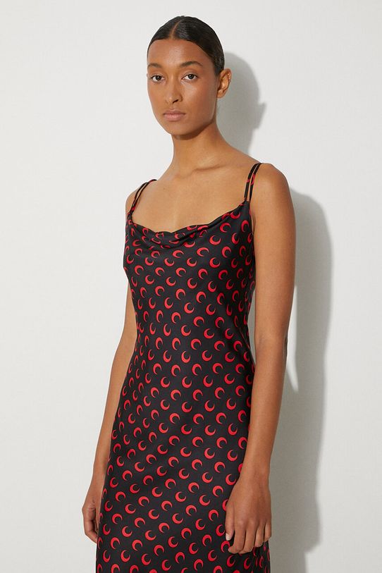 Marine Serre dress Moon Printed Flou Long Slip Dress black WDR302A.CWOV0040
