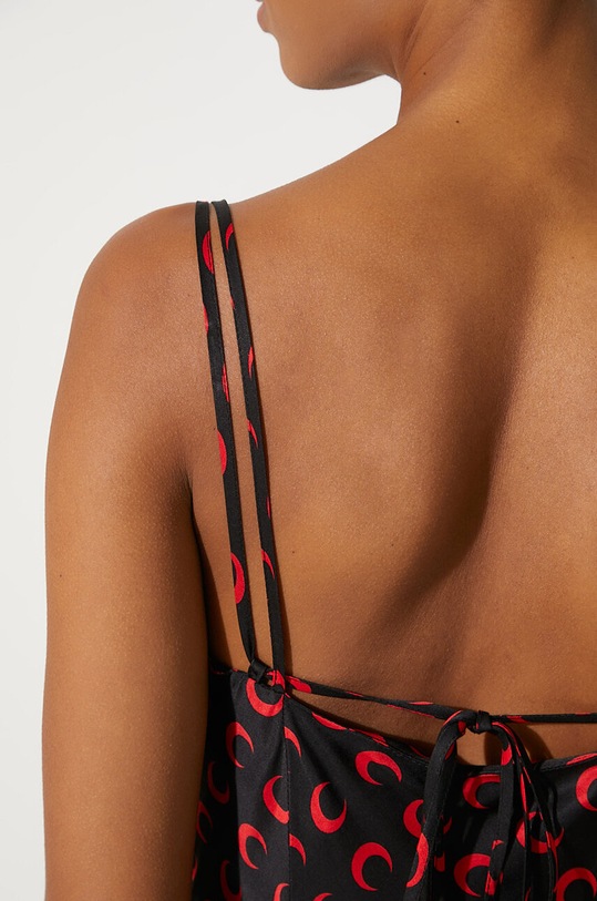 Marine Serre dress Moon Printed Flou Long Slip Dress WDR302A.CWOV0040 black