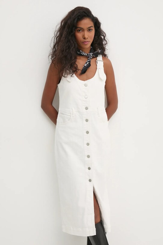 Džínové šaty Pedro del Hierro midi bílá 3818444