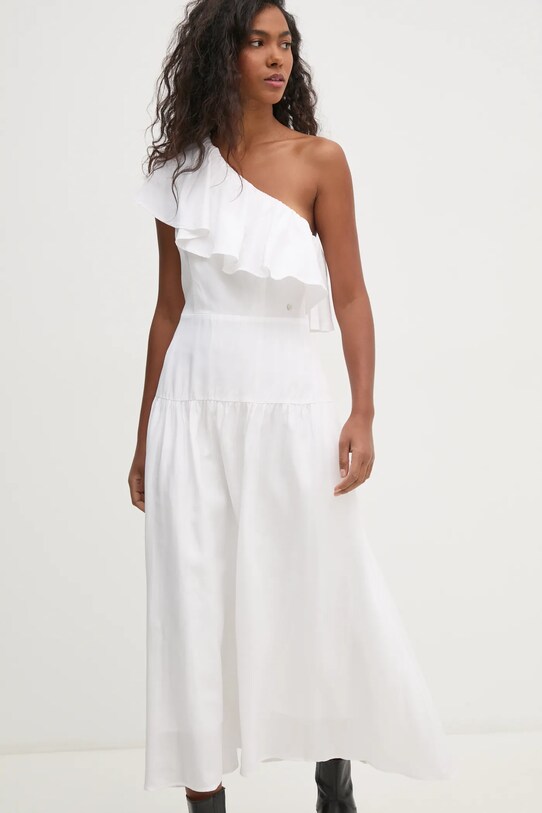 Odzież Pedro del Hierro sukienka z domieszką lnu 3818442 biały