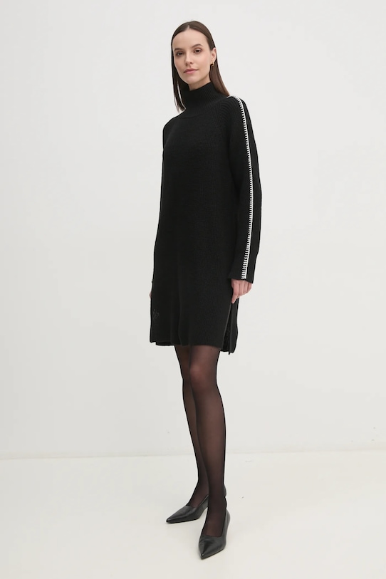 Sisley sukienka z domieszką wełny 1076LV00Y czarny AW24