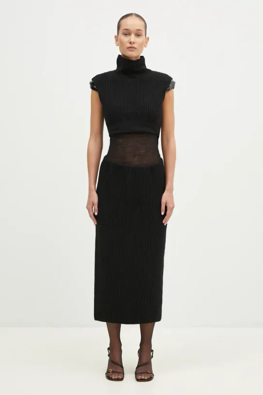 Vlněné šaty Sportmax Arabba1234 vlna černá 2422396013600