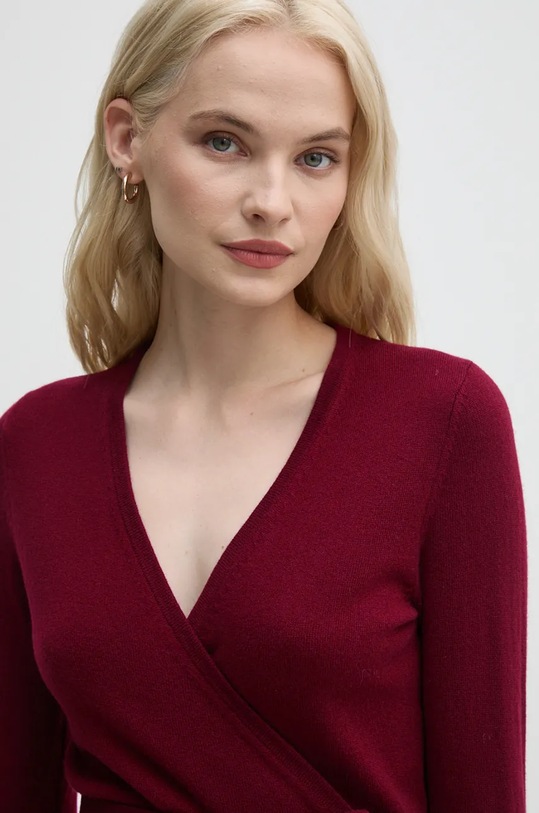 Vlněné šaty DIANE VON FURSTENBERG DVFMR43E00 burgundské