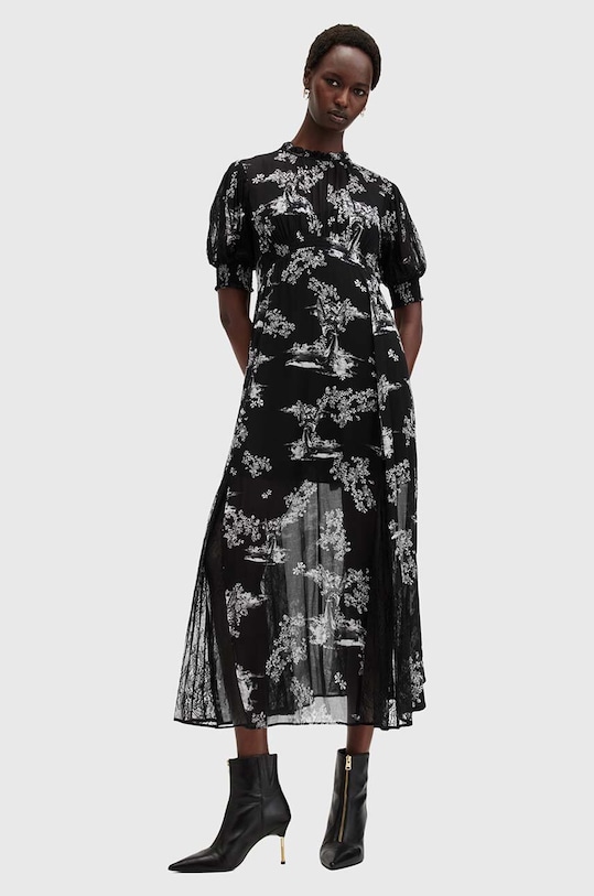AllSaints rochie LAVERNA DRESS midi negru W037DB