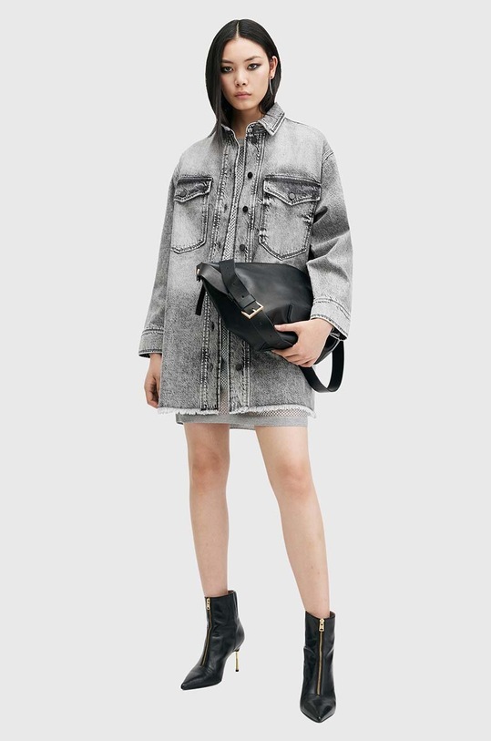 AllSaints sukienka jeansowa LILY DENIM DRESS W072DB szary