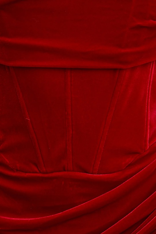 Βελούδινο φόρεμα Bardot CLAUDETTE 58349DB1 μπορντό