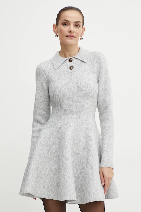 Bardot rochie din amestec de lana LEXTER fixat gri 59526DB