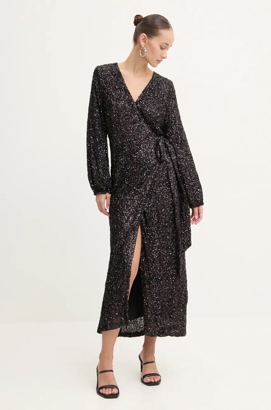 Сукня Never Fully Dressed Kira Wrap Dress довгий чорний NFDDR1582