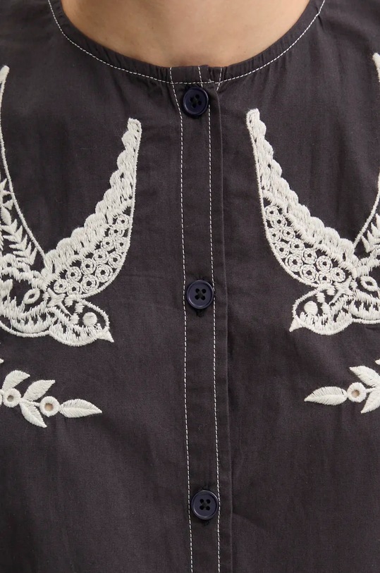 Bavlnené šaty Never Fully Dressed EmbroideSwallow Roamnce Mini Dress NFDDR1573 čierna