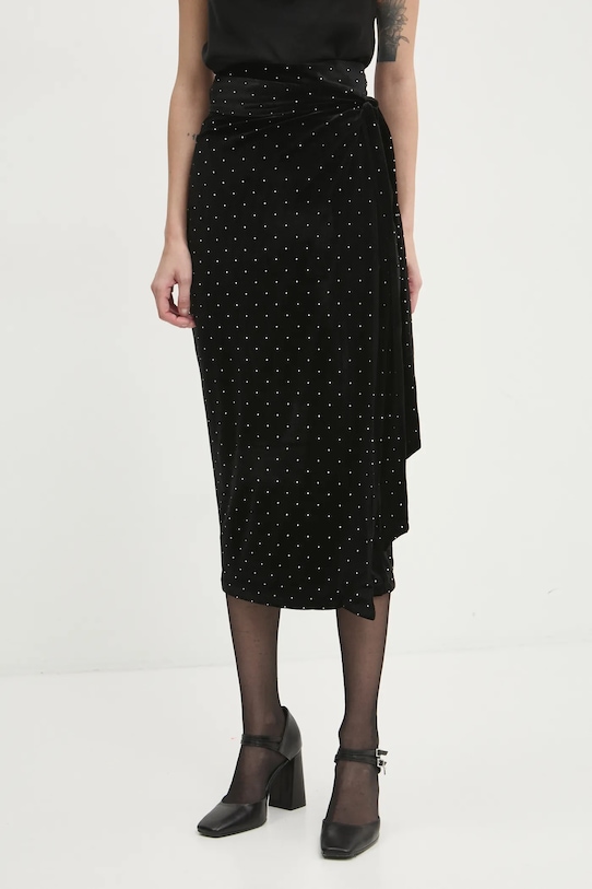 Never Fully Dressed spódnica welurowa Jaspre koktajl czarny NFDSK557