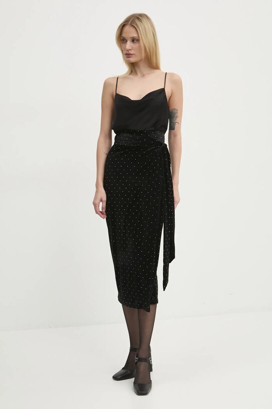 Never Fully Dressed fustă de catifea Jaspre NFDSK557 negru AW24