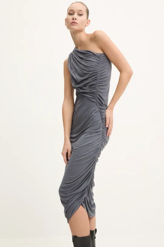 Šaty Rick Owens Lilies viskóza sivá LI02D5526RV