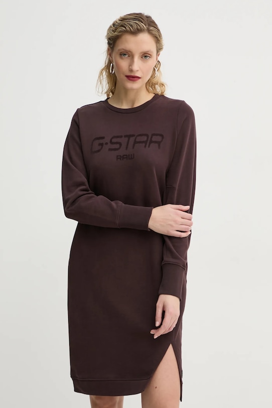 G-Star rochie din bumbac mini maro D25038.D589