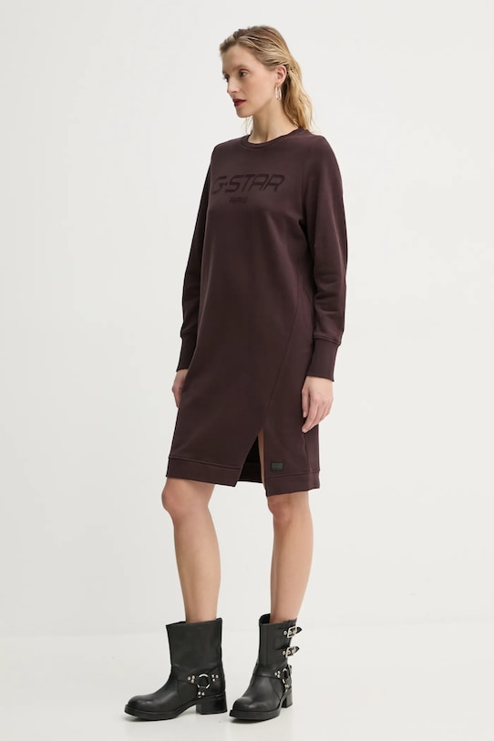 G-Star rochie din bumbac D25038.D589 maro AW24