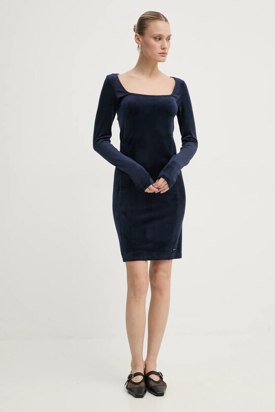 G-Star rochie de catifea D25040.D422 bleumarin AW24