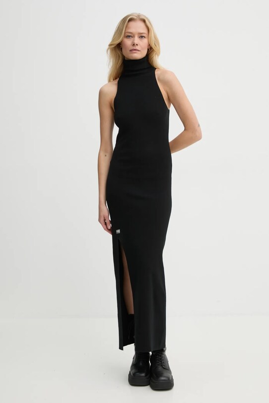 G-Star rochie din bumbac maxi negru D26412.D487